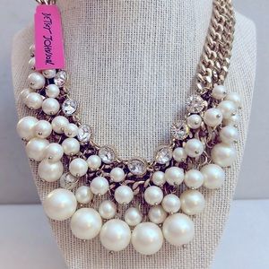 Betsy Johnson Faux Pearl and Rhinestone Necklace